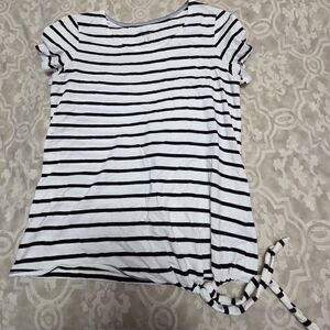 Nautica Black and White Striped Short Sleeve Top